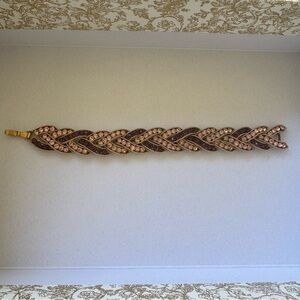 Vintage Crown Trifari Gold tone Pink Purple Rhinestone Bracelet 7” Signed